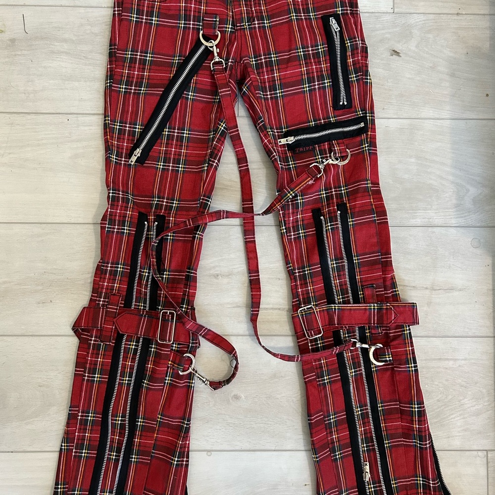 Red plaid Tripp NYC pants
